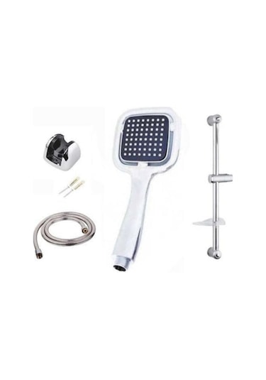 Kare Sürgülü  Banyo Duş Seti Kardelen Hortum Mafsal ve Başlık Set
