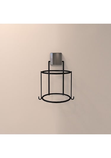 Decorev Dc-5119 Dekoratik Siyah Yapıştırmalı Fön Banyo Metal Saç