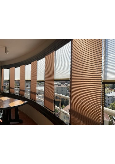 Plise Dekor Kahve Plise Perde - Cam Balkon Perdesi Vidalı Sistem