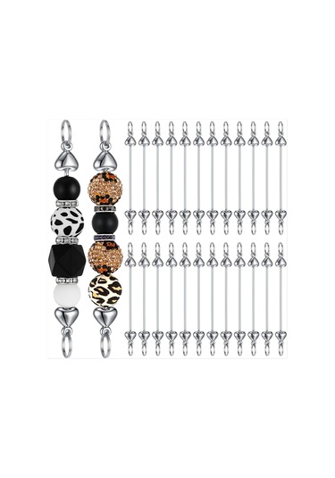 Gatherco 24 Parça Boncuklu Anahtarlıklar Toplu Boş Kendin Yap Metal Kalp Şeklinde Boncuklu Anahtarlık Çıkarılabilir Anahtarlık Yapımı Aksesuarları