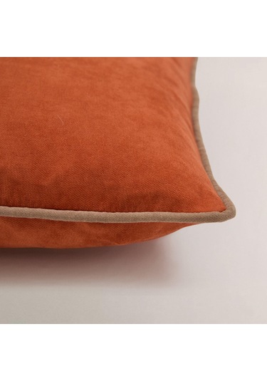 Efe Biye Detaylı Düz Kırlent Kılıfı Turuncu