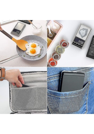 Yaleker 0.01g Hassasiyetli Dijital Cüzdan Terazi, Çelik Platform, Lcd Ekranlı, 7 Ölçüm Birimi, 500g Kapasitesi Gümüş, Yemek, Baking İçin Çok Renkli