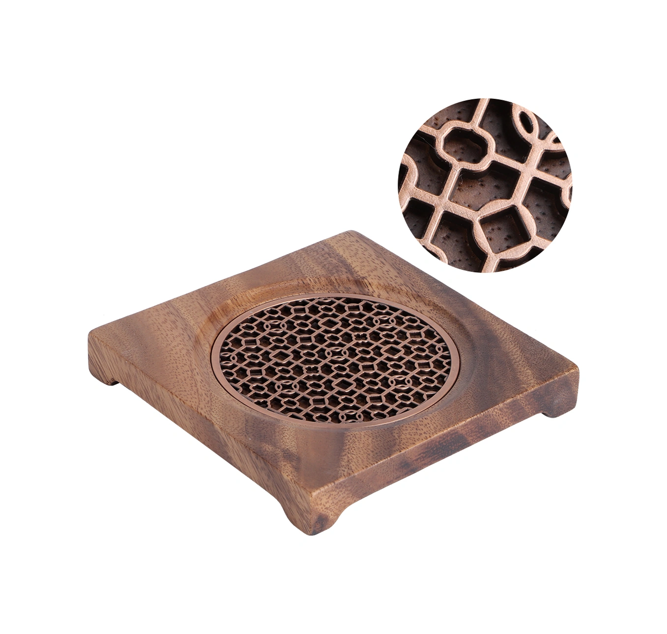 Moveevo Ahşap Ve Metal Kombinasyonlu Yuvarlak Çaydanlık Altlığı - Isı Yalıtımı Sağlar, Masayı Isıdan Korur - Ev Ve Çay Odalarına Uygun Diğer