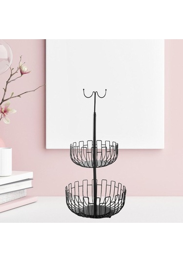 Suntek Demir Sanat 2 Katlı Asılı Meyve Sepeti Tutucu Depolama