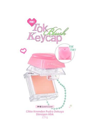 Ciltte Kremden Pudra Dokuya Dönüşen Allık Perıpera Tok Blush Keycap 01 Queens Coral