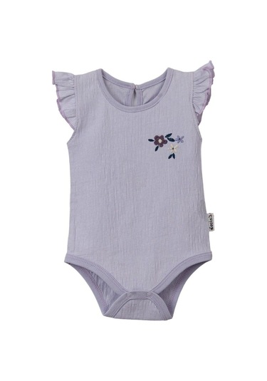 Kelebek Kol Fırfır Askılı Üçlü Body Set Lila