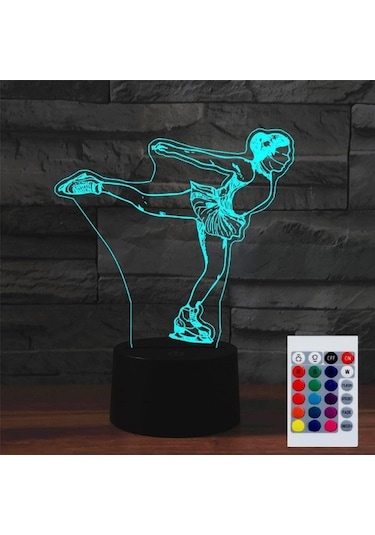 Szypzstore Çocuklar Için Gece Lambası 3d Paten Led Lamba Uzaktan Kumandalı 16 Renk Değiştirme Çocuk Için Noel Doğum Günü Hediyesi 059s21 Siyah