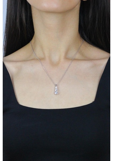 Tria Pırlanta Model Rodyumlu Gümüş Kolye 7282 510027603