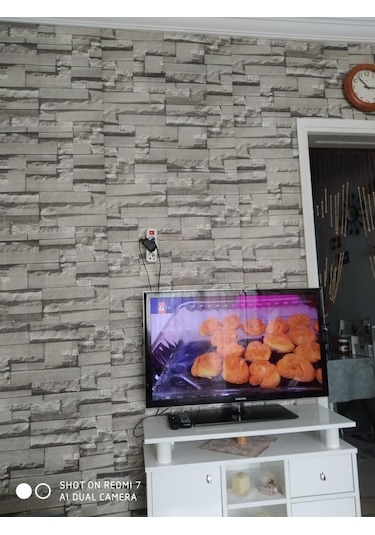 70x38cm 1 Adet Silinebilir Yapışkanlı 3d Tuğla Tv Ünite Arkası Duvar Kağıdı Paneli Nw116