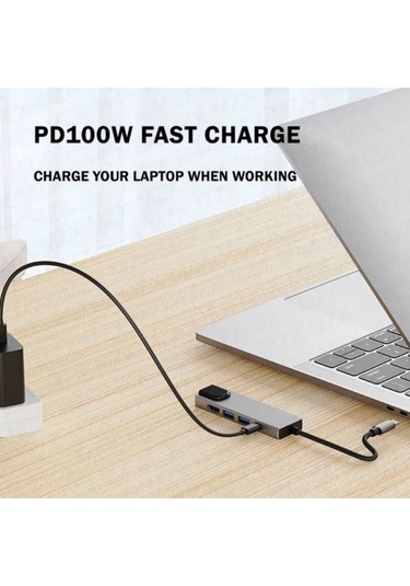 Type-c 5-in-1 Çoklayıcı 4k Hdmı + Usb 3.0 2 + Ethernet Girişli Hub