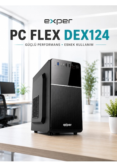 Exper PC Flex DEX124RNP08 i5-12400F 64 GB 1 TB SSD 2 GB GT710 W11P Masaüstü Bilgisayar