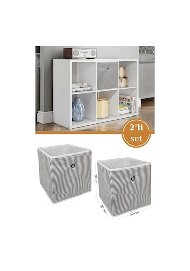 2 Adet Raf Organizer, Çok Amaçlı Saklama Kutusu, Çamaşır Oyuncak Düzenleyici 30x30x30 Cm 2 Li Set
