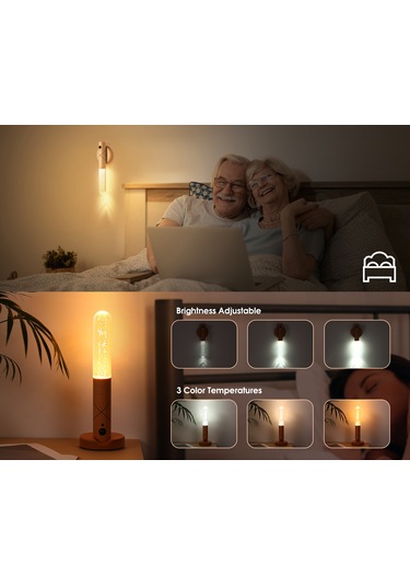 Monyee Ahşap Usb Şarjlı Hareket Sensörlü Led Lambası - 3 Renk Ayarı 3000-6000k - Odun Kabinet/entrance Gece Lambası - Kolluklu Kullanım Beyaz