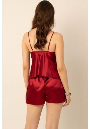 Doremi Saten Dantelli Ayarlanabilir Askılı Şortlu Takım