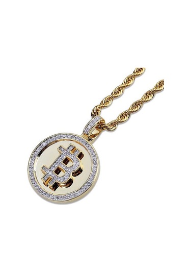 Mikro Açacağı Zirkon Bitcoin Kolye İlk B Mektup Charm Kolye Hip Hop Takı Hediye Kolye Kolyeler Altın - Beyaz