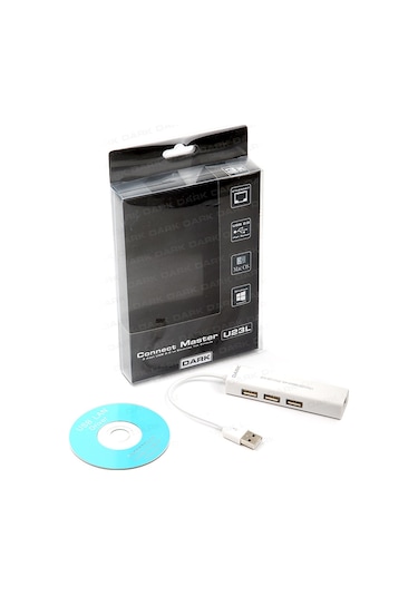 Dark (DK-AC-USB23L) Connect Master U23L Ethernet Girişli USB 2.0 3 Port USB Çoklayıcı