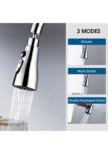 Novahub Fonksiyonlu Sprey Başlığı 360 Dön 2.0 Su Tasarruflu Lavabo Sprey Gümüş