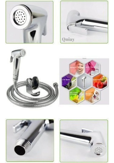 Krom Tabancalı Taharetmatik Musluk Seti Spiral Hortumlu N11.9165