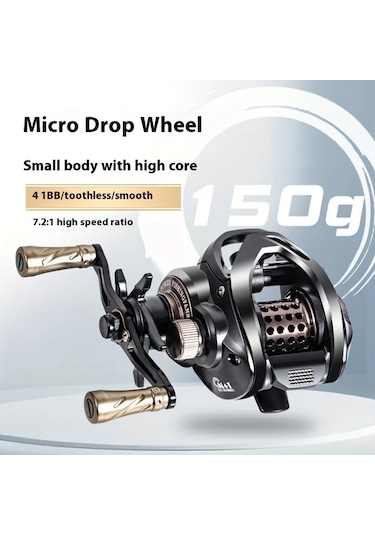 Xuweiwei 1 Adet Ultra Hafif Mikro Damlalı Tekerlek Sağ El Yüksek Hızlı 7.2 Oranı 150g Hafif Alüminyum Baitcaster Ambidextrous Stream Balıkçılık Makarası Derin Şallow Spool