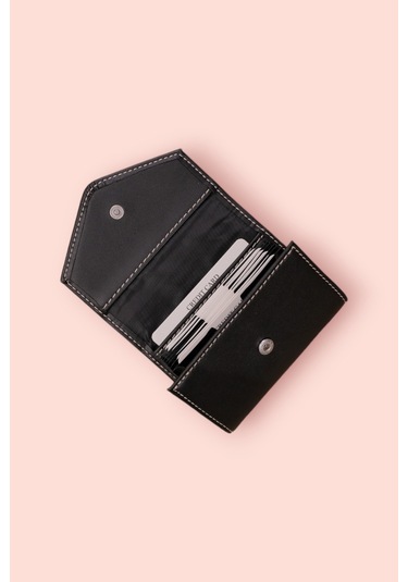 Modica Paris - Vegan Deri Akordiyon Kartlık Cüzdan Şıklık Ve Fonksiyonun Buluştuğu Kusursuz Tasarım Siyah