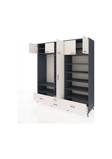 Kronos Dolap 18 Raflı 4 Çekmeceli Tek Askılı 220x59x243 Antrasit-aytaşı/aytaşı Aytası/aytası Kronos Dolap 18 Raflı 4 Çekmeceli Tek Askılı 220x59x243 Antrasit-aytaşı/aytaşı Aytası/aytası