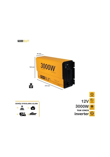 Mexxsun 12 Volt 3000 Watt Tam Sinüs Inverter