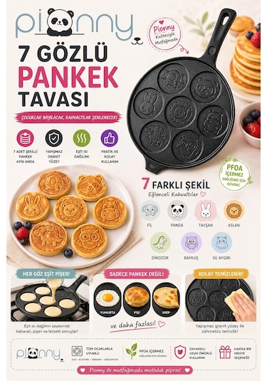Pionny Döküm 27 Cm Pankek Tavası Siyah Çok Renkli