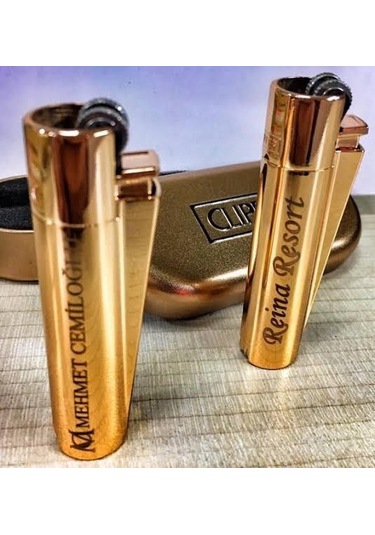 Clipper Kişiye Özel Metal Çakmak Baskı li ve Özel Kutulu Altın