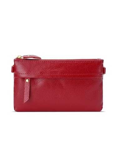 Bayanlar Tek Omuz Çapraz Cep Telefonu Bozuk Para Cüzdanı Koyu Kırmızı Koyu Kırmızı