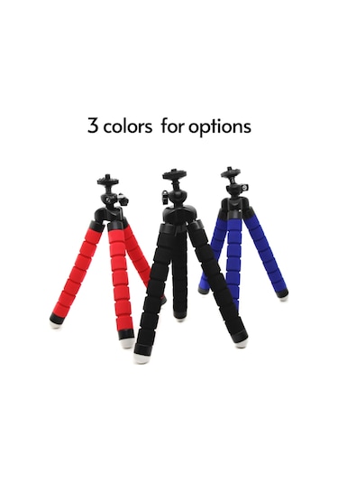 Canlı Yayın Selfie İçin Telefon Tutuculu Taşınabilir Mini Ahtapot Tripod Standı Kırmızı