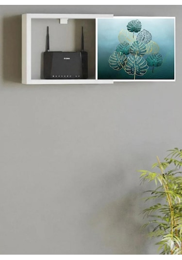 Erik Atelier Yaprak Desenli Dekoratif Modem Ve Sigorta Saklama Kutusu Kablo Wifi Gizleme