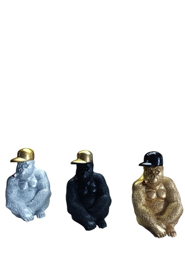 10cm -18cm Ebatlarında Kırılmaz Polyester,sarı Renk Goril Biblo