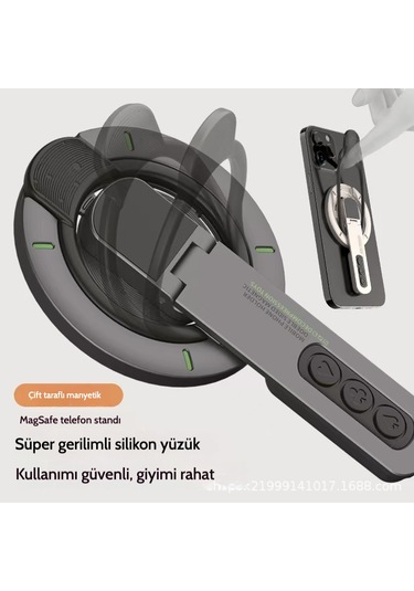 Snapbuy Manyetik Telefon Standı Stres Giderici, Mıknatıslı Tasarım Koyu Gri