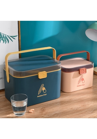 Sones Ev Tipi Plastik Küçük İlaç Kutusu Taşınabilir İlaç Saklama Kutusu, Boyut: 21,4 X 15,8 X 14,7 Cm Pembe