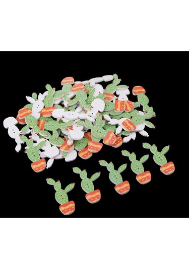 Suntek Magideal 50 Adet 2 Delik Ahşap Düğmeler Dekoratif Sevimli B-tipi