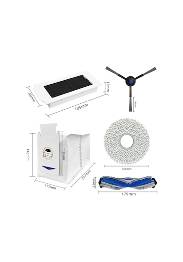 Xurunkeji Ecovacs Deebot T30 Pro Omnı / T30 Max / T30 / Ddx14 Elektrikli Süpürge Yedek Parçaları Ana Yan Fırça Hepa Filtre Paspas Bezi
