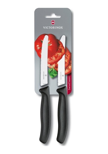 Victorinox 6.7833.b 11cm Siyah 2li Tırtıklı Domates Ve Sofra Bıçağı, Blisterli Paket