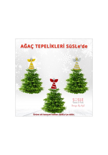 Yılbaşı Ağacı Simli Eva Külah Tepelik, 14cm X 9cm - Gümüş