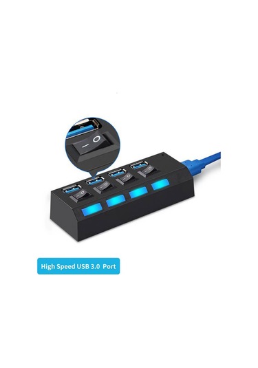 Usb 3.0 4 Port Çoklayıcı Hub Anahtarlı Işıklı On Off Chipli Model