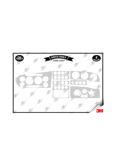 İveco Daily 1999-2007 Torpido Konsol Trim Göğüs Maun Kaplama Set 8 Parça Gümüş