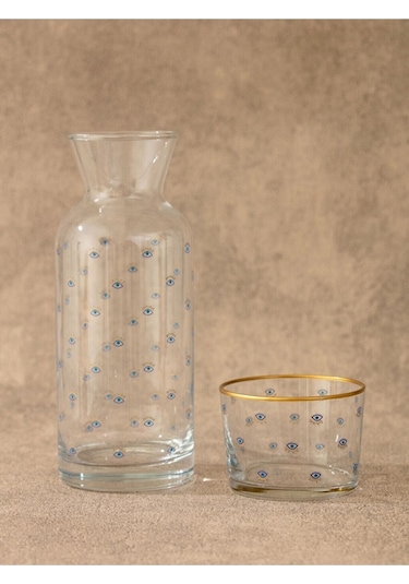 Lc Waikiki Göz Baskılı Bardaklı Sürahi 700 Ml Başucu Sürahisi