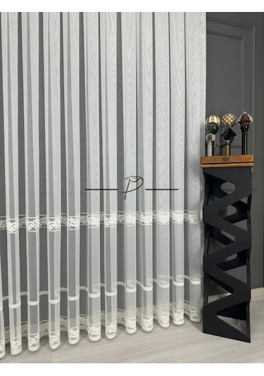 Tül Perde Etek 3 Hiza Hürrem Desen Etek İşleme Ekru