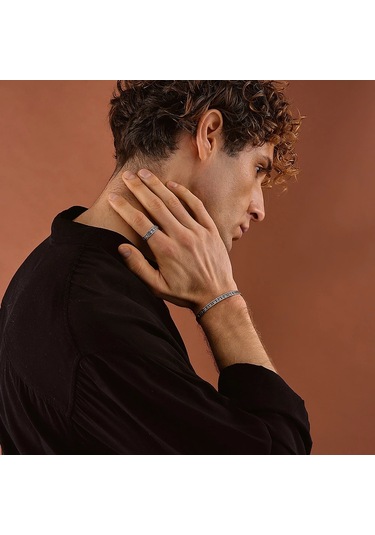 925 Ayar Gümüş Şövalye Maskesi Unisex Kelepçe Bileklik Gümüş