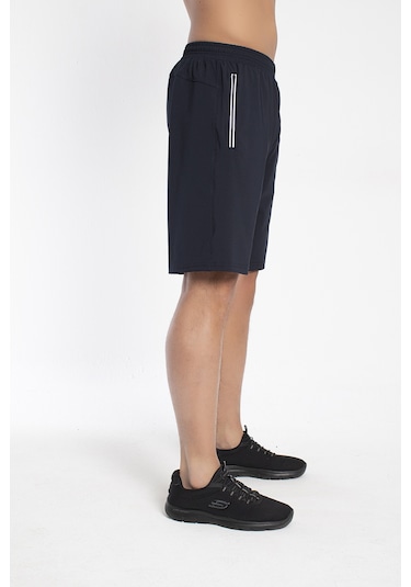 CROZWİSE 3192-01 Astarsız Dalgıç Kumaş Training Erkek Spor Şort Beyaz - Lacivert