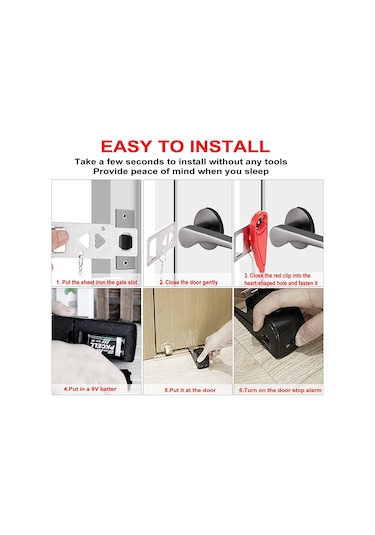 Ximistore9 Seyahat İçin 120db Alarmlı Kapı Durdurucu, 3 Hassasiyet Seviyesi, Abs+paslanmaz Çelik, Ce&rosh Onaylı Ev Güvenlik Seti