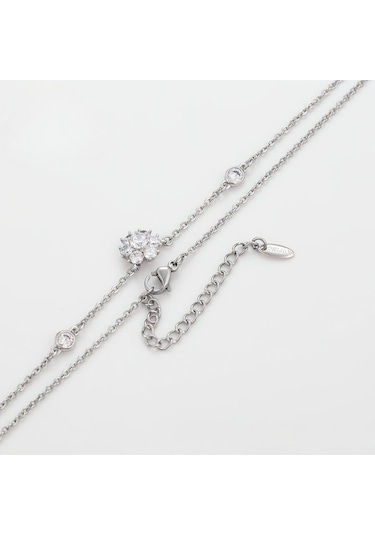 Zirkon Taşlı Kar Tanesi Motifli Platin Kaplama Kadın Kolye Silver