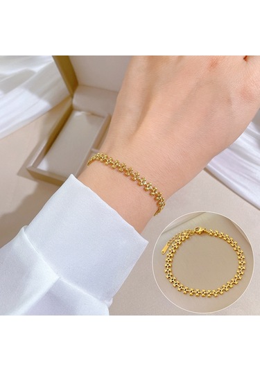 Jzcat Titanyum Çelik Hip Hop Bilezik Altın Moda Temperament Basit Bilezik-gsl51 Altın