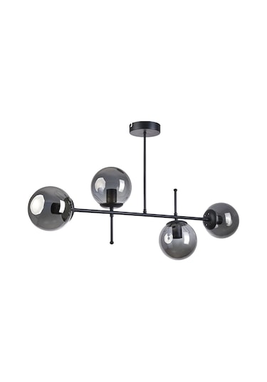 Feris Modern Tasarım Salon Mutfak Yatak Odası Siyah Renk Füme Camlı 4 Lü Avize Diğer