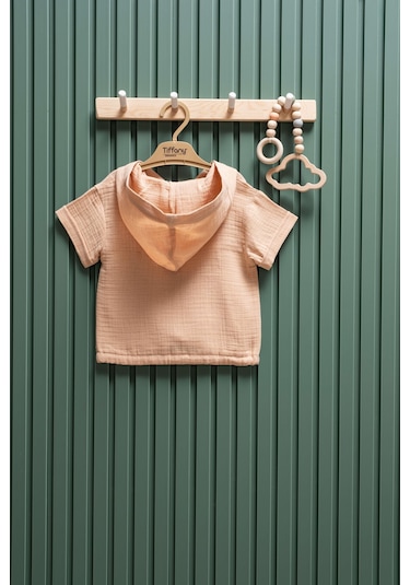 Miababy Unisex Müslin Kapüşonlu Tişört 6 Ay 3 Yaş %100 Pamuk Bej