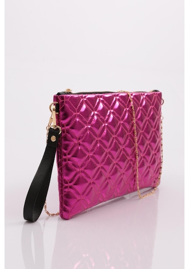 Dgn 4004 Kadin Baklava Dilimi Desenli Çanta 4004-2337-R13775 Fuşya